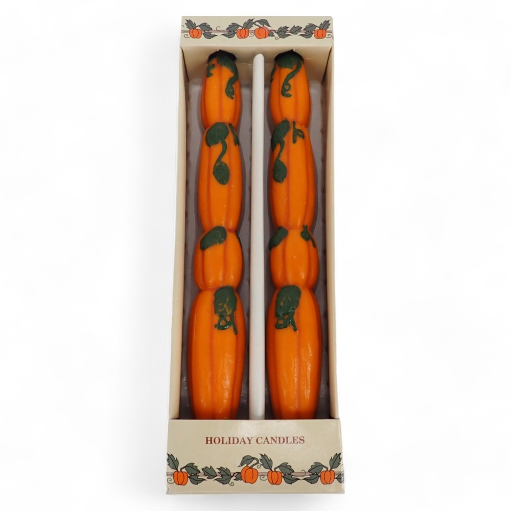 Halloween Fall Holiday Candles Pumpkin 10” Set of 2 New Vintage Stacked Pumpkins